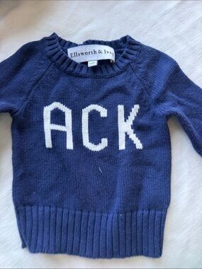 Kids Navy Blue Knit Sweater with White Lettering
